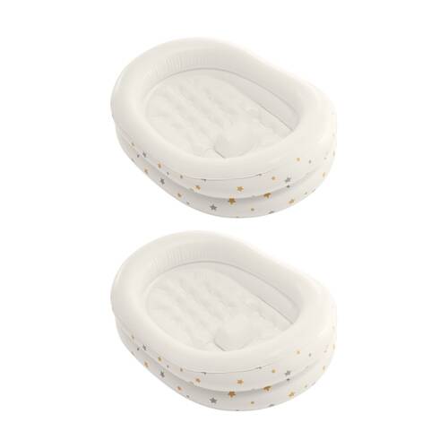 2PK Intex Starry Inflatable Baby Bath 0-12m Cushioned Portable White 89x66x25cm