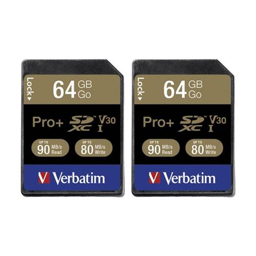 2PK VERBATIM Pro Plus 4K SDXC eXtended Capacity Card (UHS-I U3) 64GB