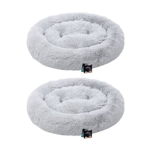 2x Paws And Claws Washable Round Plush Pet Dog Bed Large 75x75x17cm Assorted
