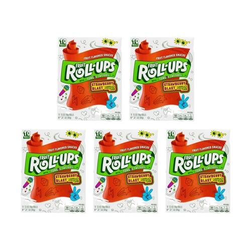 5x 10pc Fruit Roll Ups Flavoured Snacks Strawberry Blast Flavour