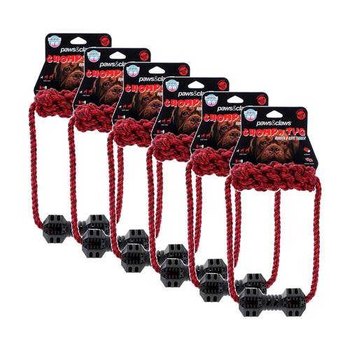 6x Paws And Claws Geo TPR Rope Tuggers Dog Chew/Tug Toy 45x10x5cm Assorted