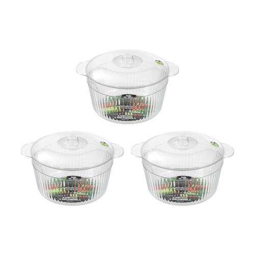 3x Lemon And Lime Crystal Vista Lidded Food Storage Bowl/Container 3.8L