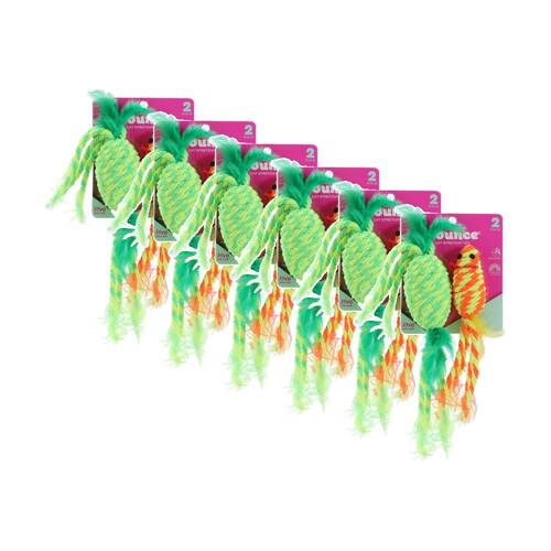 6x 2pc Paws And Claws Stretchy Interactive Cat Pounce/Batting Play Toy Set Assorted