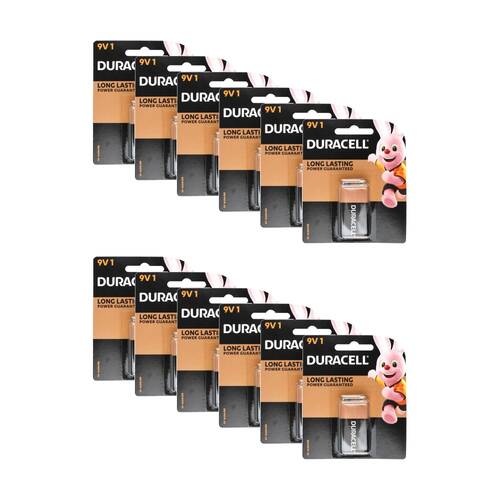 12PK Duracell Long Lasting Power Guaranteed Alkaline Single Use Battery 9V