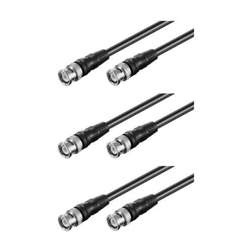 3PK Goobay BNC Connector Cable RG58 Shielded 10M 50 Ohm Impedance - Black