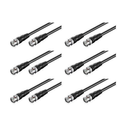 6PK Goobay BNC Connector Cable RG58 Shielded 10M 50 Ohm Impedance - Black
