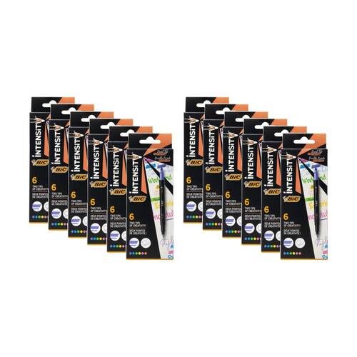 12x 6pc BIC Two Tip Dual Highlighters Intensity Stationary Set Creativity