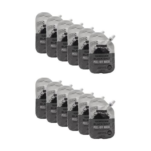 12PK Freeman Detoxifying Peel Clay Mask All Skin Types 35mL Hawaiian Black Salt
