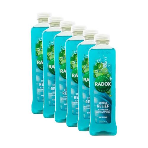 6PK Radox Bath Gel Stress Relief W/ Minerals Rosemary & Eucalyptus Scent 500ml