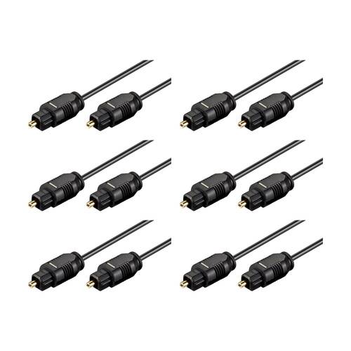 6PK Goobay Toslink Fiber Optic Audio Cable M/M 1.5M High Fidelity - Black