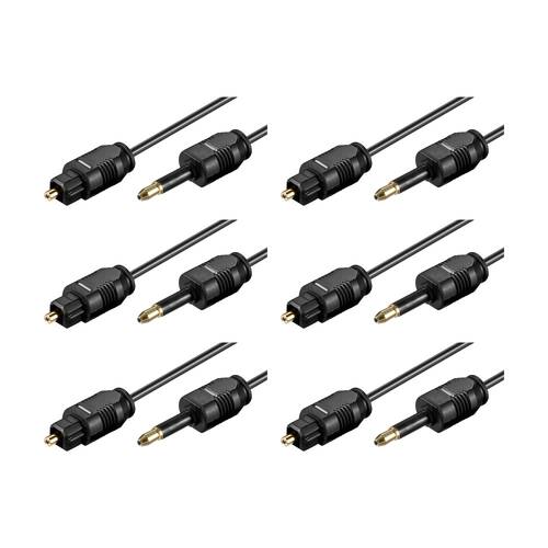 6PK Goobay Toslink Fiber Optic Audio Cable M/Mini 2M Digital Signal - Black