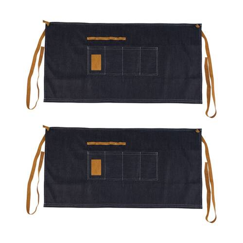 2PK Annabel Trends Sprout Denim Waist Half Garden Apron Blue & Brown
