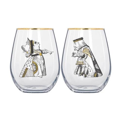 Victoria And Albert Alice In Wonderland Set Of 2 Tumblers Black White Gold