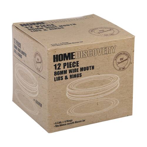 6pc Old Fashioned Preserving Lids & Rings Wide Mouth Fits 86mm Mason Jar