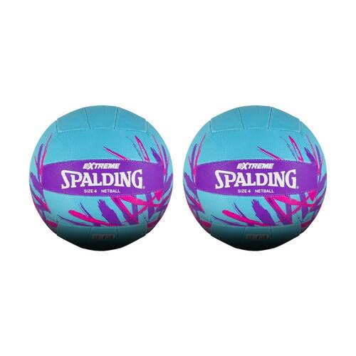 2PK Spalding Extreme Indoor/Outdoor Training Netball Blue/Purple/Pink Size 4