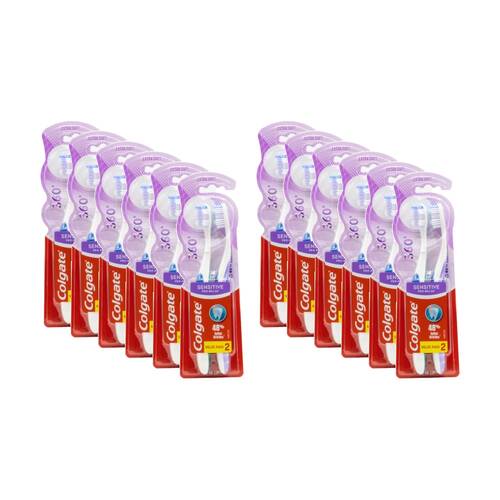 12x 2pc Colgate 360 Degree Sensitive Pro-Relief Dental Toothbrush Set Extra Soft