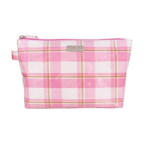 Wicked Sista Modern Check Large Luxe Cosmetics Bag Pink 30x17x10cm