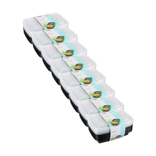 8x 20pc Fresh Guard Plastic Bento Style Containers W/ 2 Sections 750mL