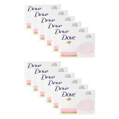 12x 4pc Dove Moisturising & Hydrating Pink Beauty Cream Soap Bar Set 100g