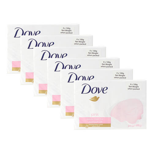 6x 4pc Dove Moisturising & Hydrating Pink Beauty Cream Soap Bar Set 100g