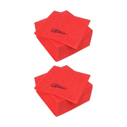 2x 20pc Edco Merritex Heavy Duty Absorbent Commercial Grade Cloths 40x40cm Red