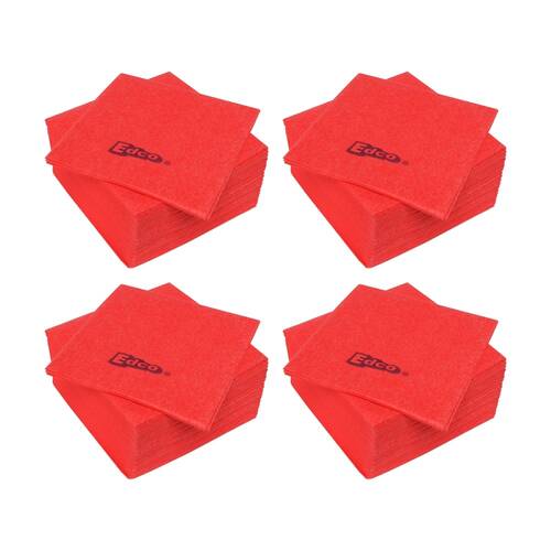 4x 20pc Edco Merritex Heavy Duty Absorbent Commercial Grade Cloths 40x40cm Red