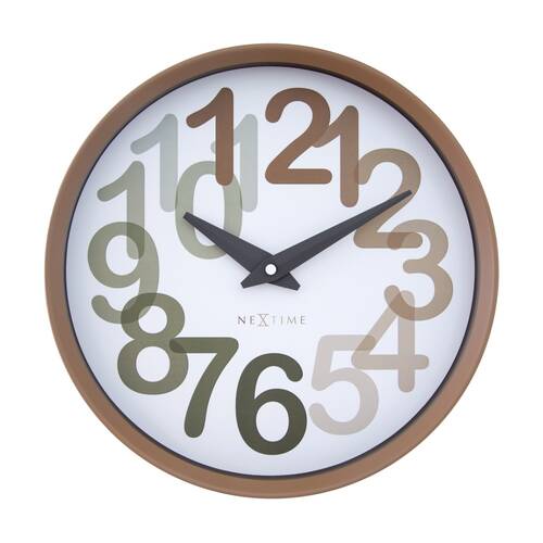 NeXtime Big Number Wall Clock Silent Analogue Home Decor Toffee 30cm
