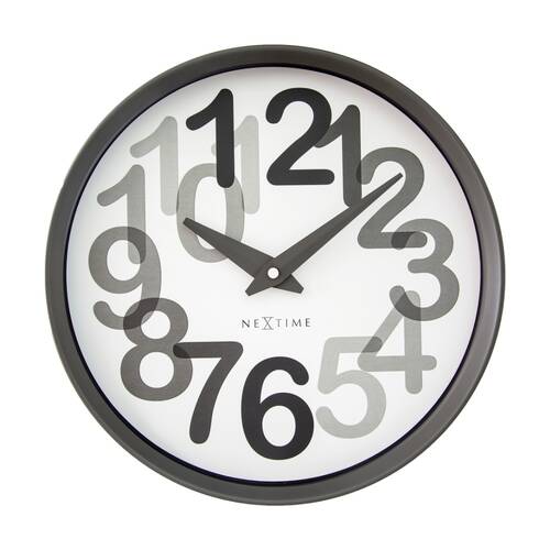 NeXtime Big Number Wall Clock Silent Analogue Home Decor Charcoal Grey 30cm
