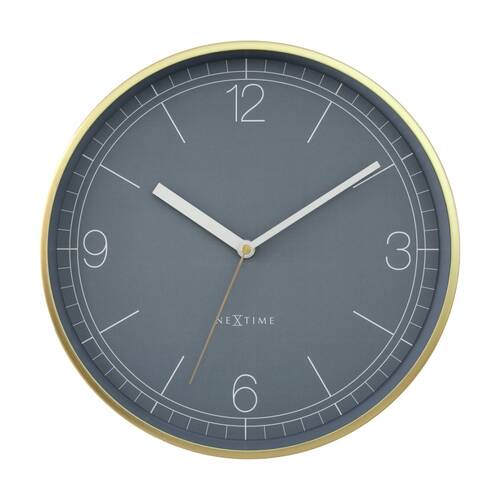 NeXtime Nova Wall Clock Silent Analogue Home Decor Gold and Pigeon Blue 30cm