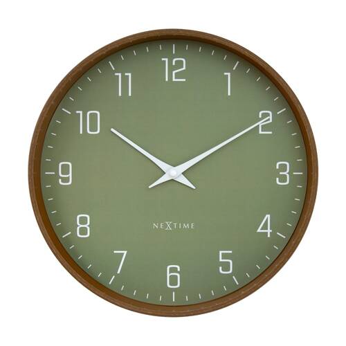 NeXtime Lyra Wall Clock Silent Analogue Hanging Home Decor Olive 30cm