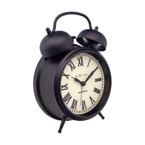 NeXtime Amsterdam Metal Alarm Clock Home Decor Black 15x21x7cm