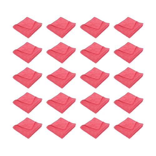 20PK TUF Contractor Grade Cleaner Chemical Free Microfibre Cloth Red