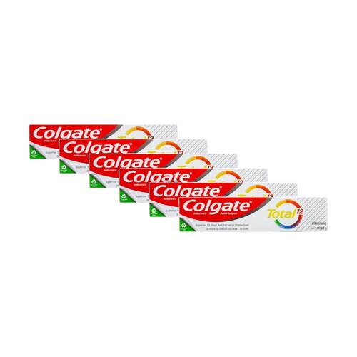 6PK Colgate Total 12 Antibacterial Fluoride Oral Toothpaste 200g Original