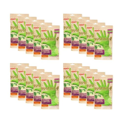 20x 10pc Hygiene Plus Gloves Sustain General Purpose Household Large