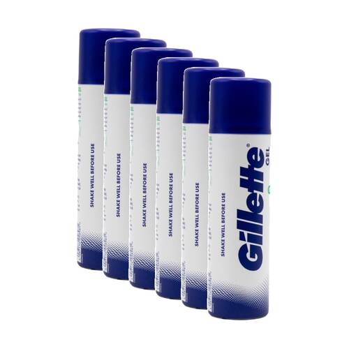 6PK Gillette Sensitive Skin Shave Gel W/ Aloe Vera For Improved Razor Glide 195g
