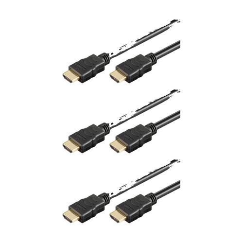 3PK Goobay High Speed HDMI Cable with Ethernet 4K@60Hz 2M Home Theater - Black