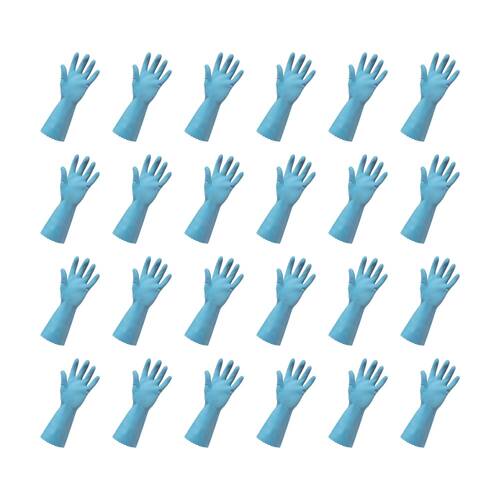 24PK Edco Merrishine Silver Lined Anti Slip Rubber Gloves Blue Small