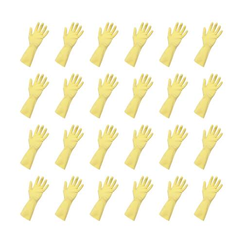 24PK Edco Merrishine Flock Lined Anti Slip Rubber Gloves Yellow Large