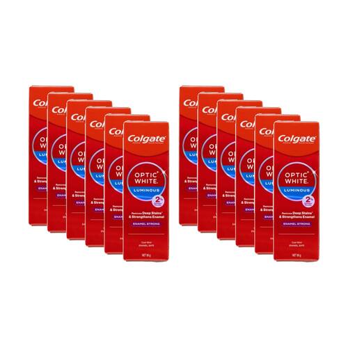 12PK Colgate Optic White Luminous 2 Percent Hydrogen Peroxide Toothpaste 85g