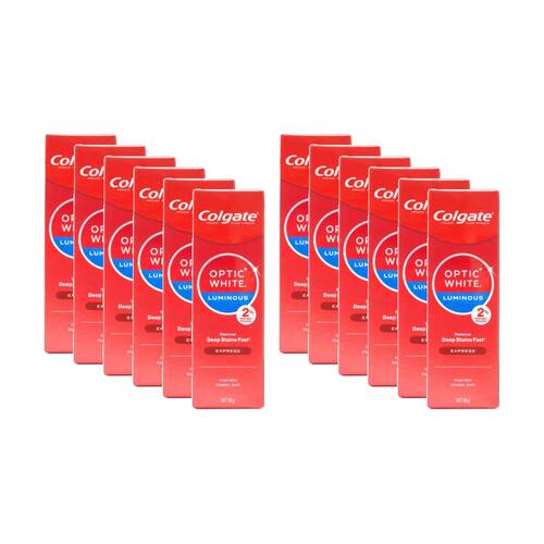 12PK Colgate Optic White Luminous Express Brightening Toothpaste 85g Fresh Mint