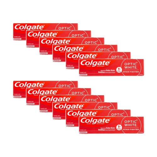12PK Colgate Optic White Stain Fighter Oral Toothpaste 140g Everyday Mint