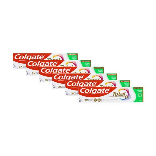 6PK Colgate Total Active Prevention Fluoride Oral Toothpaste 200g Fresh