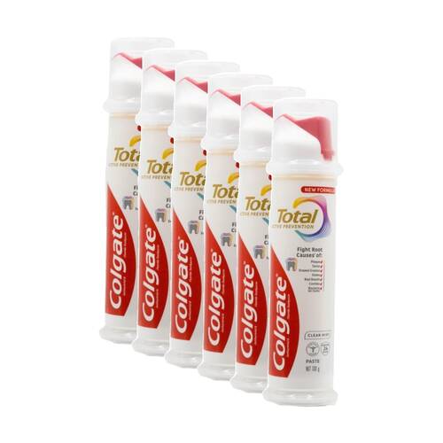 6PK Colgate Total Active Prevention Pump Toothpaste 130g Clean Mint