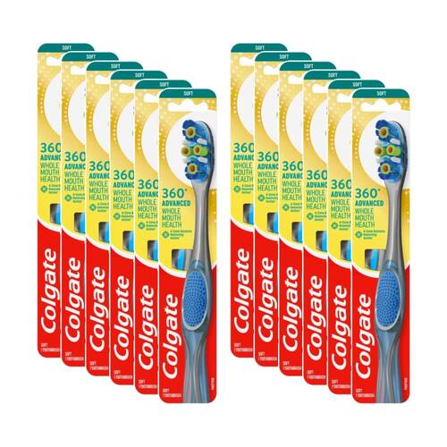 12PK Colgate Toothbrush Advanced 360 Soft Bristles Oral Care Dental Hygiene
