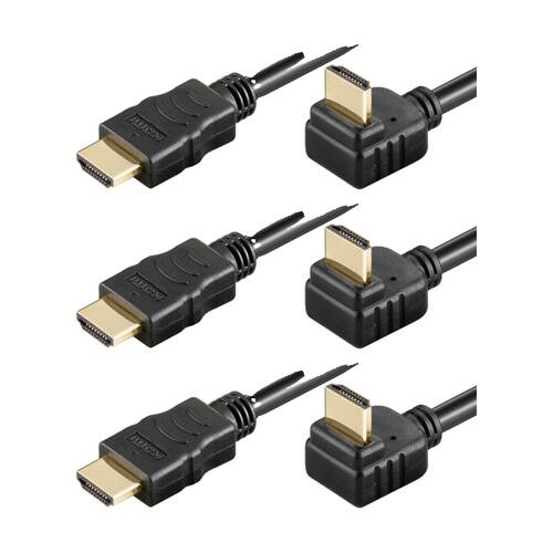 3PK Goobay High Speed HDMI Cable 270 Deg with Ethernet 4K@60Hz - Black