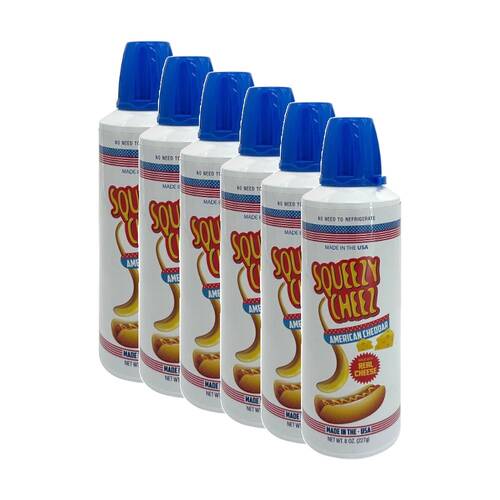 6PK Squeezy Cheez American Liquid Cheddar In A Can Made W/ Real Cheese 227g