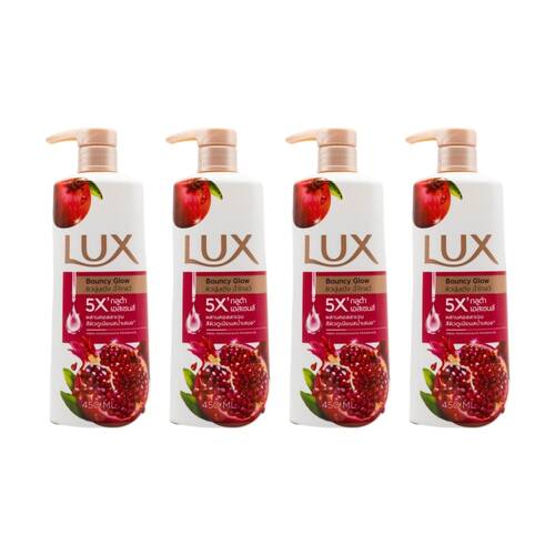 4PK Lux Bouncy Glow Shower Cream Cleansing Wash Fresh Pomegranate Scent 450ml