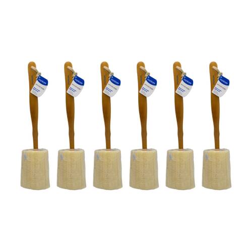 6PK Manicare Body Loofah Bath Brush W/ Wooden Handle Soft Bristles