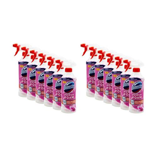 12PK Domestos Toilet And Bathroom Power Foam Floral Burst Cleaning Product 450mL