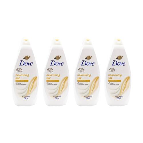 4PK Dove Nourishing Silk Triple Moisture Serum Body Wash For Dry Skin 750ml